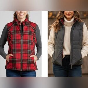 Pendleton Plus Reversible Virgin Wool Zip Vest 2X Red Black Plaid Tartan Quilted